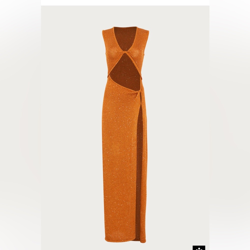 Elegant Orange Cut-Out Maxi Dress